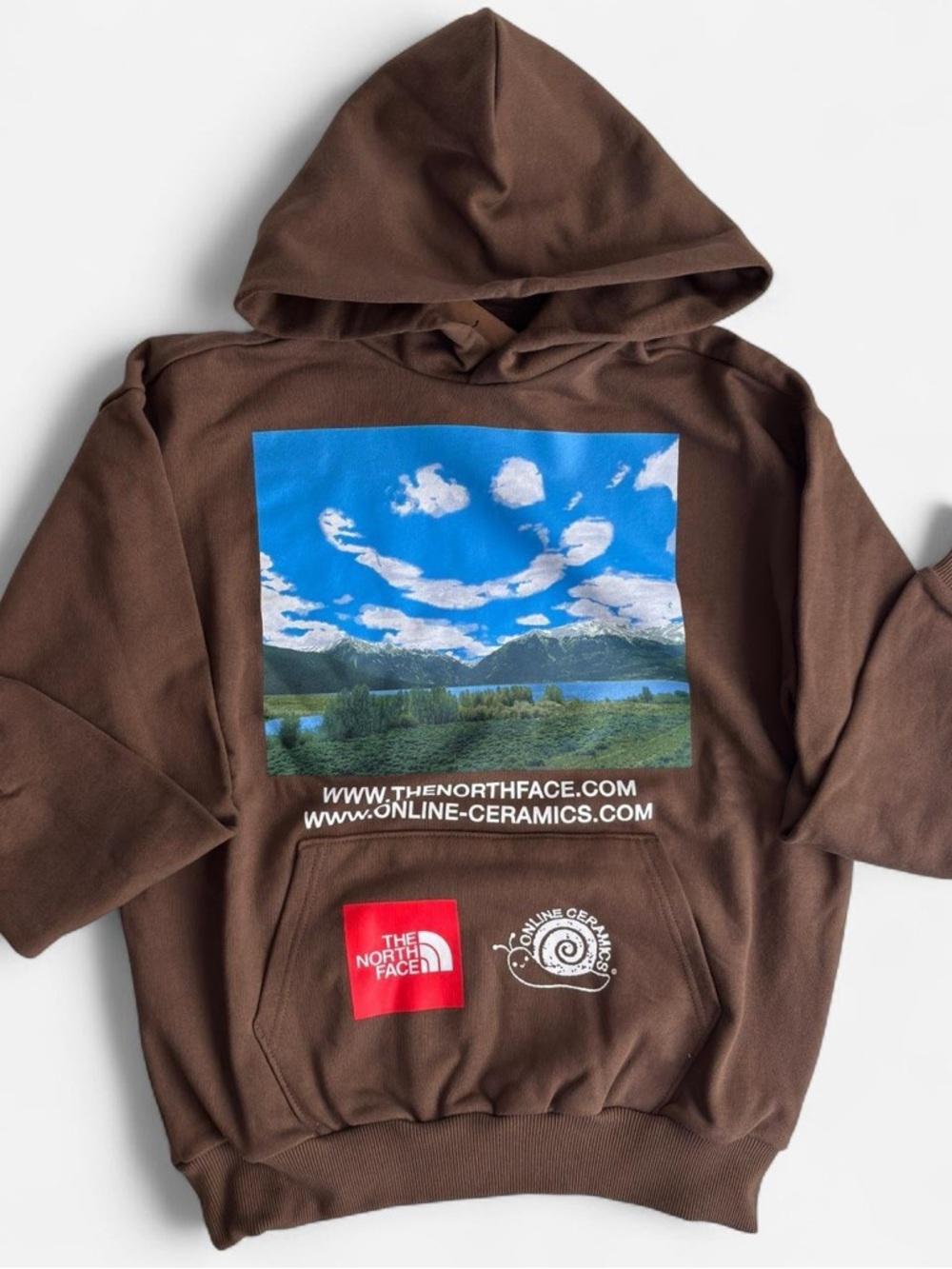 The North Face x Online Ceramics PO hoodie Earth Brown.